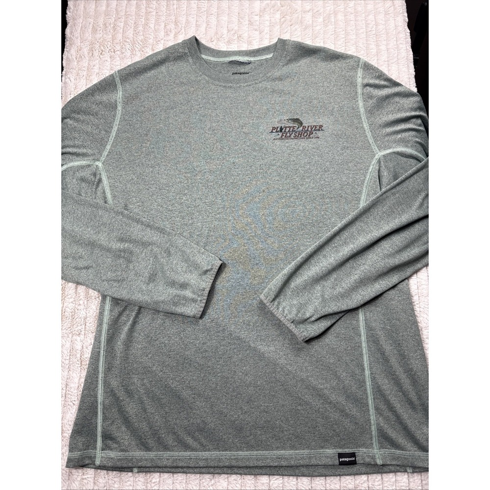 Patagonia Long-Sleeved Capilene Cool L/S Shirt Trail Fish Hike UV Mens Med EUC